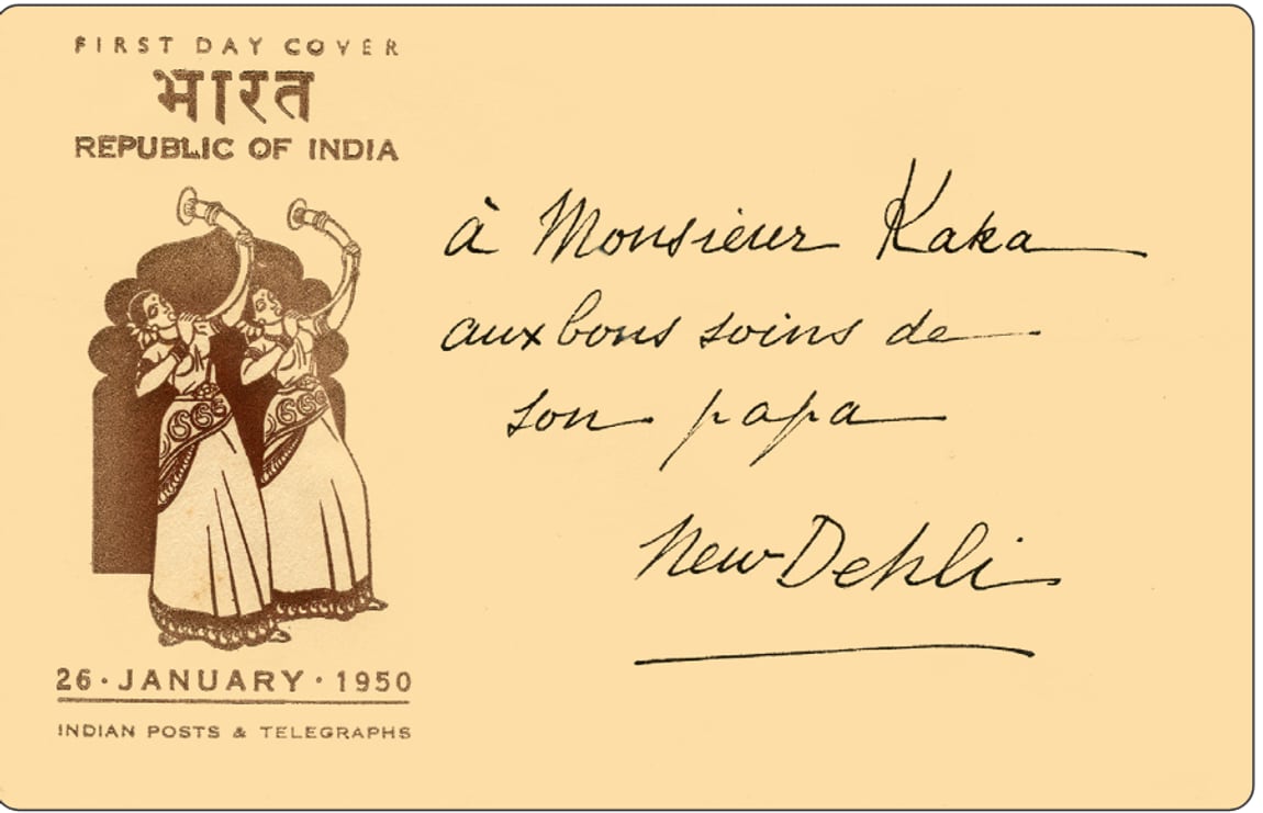 Postcard addressed to Mr. Kaka, care of his father, New Delhi