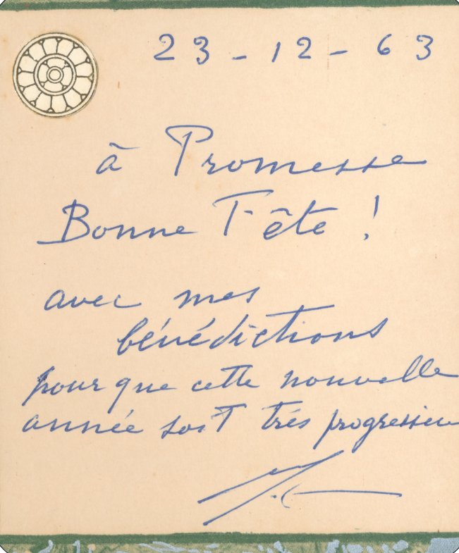 The Mother's birthday card to Promesse, 23 December 1963
