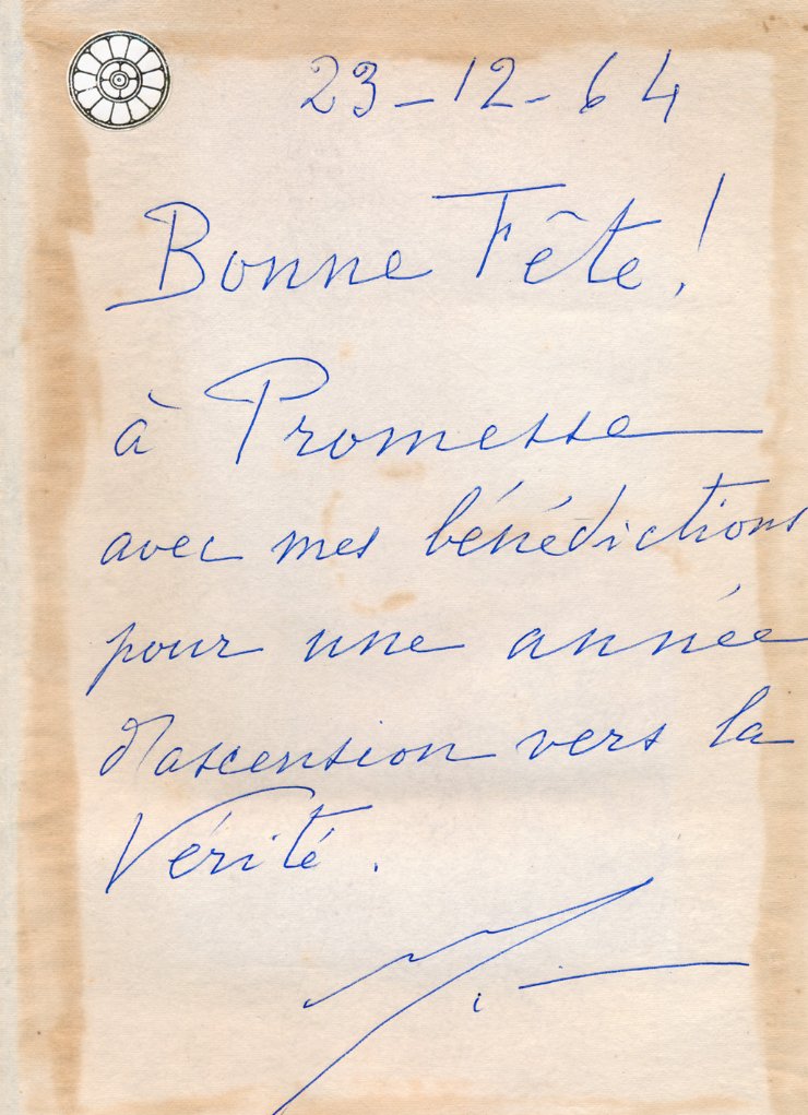 The Mother's birthday card to Promesse, 23 December 1964