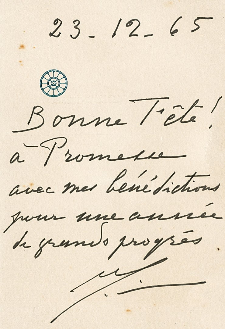 The Mother's birthday card to Promesse, 23 December 1965