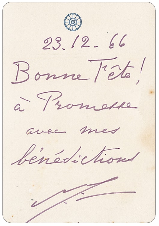 The Mother's birthday card to Promesse, 23 December 1966