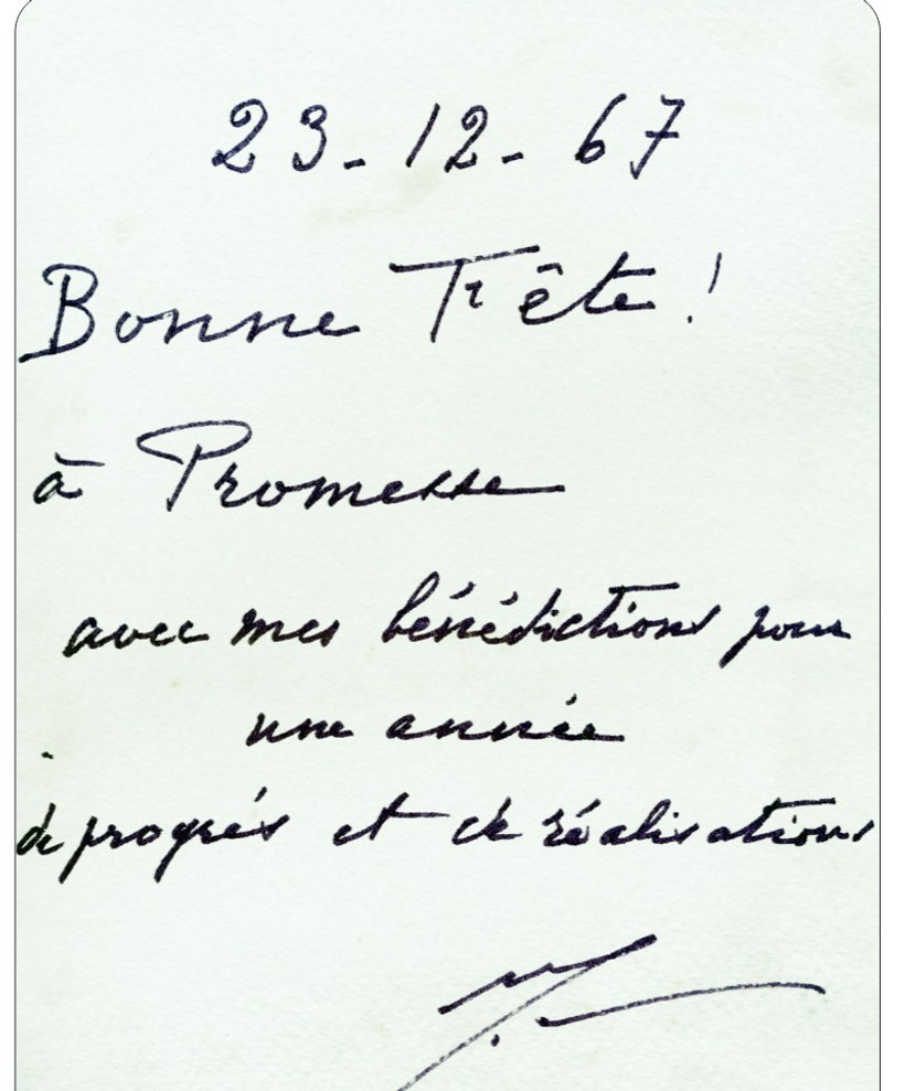 The Mother's birthday card to Promesse, 23 December 1967