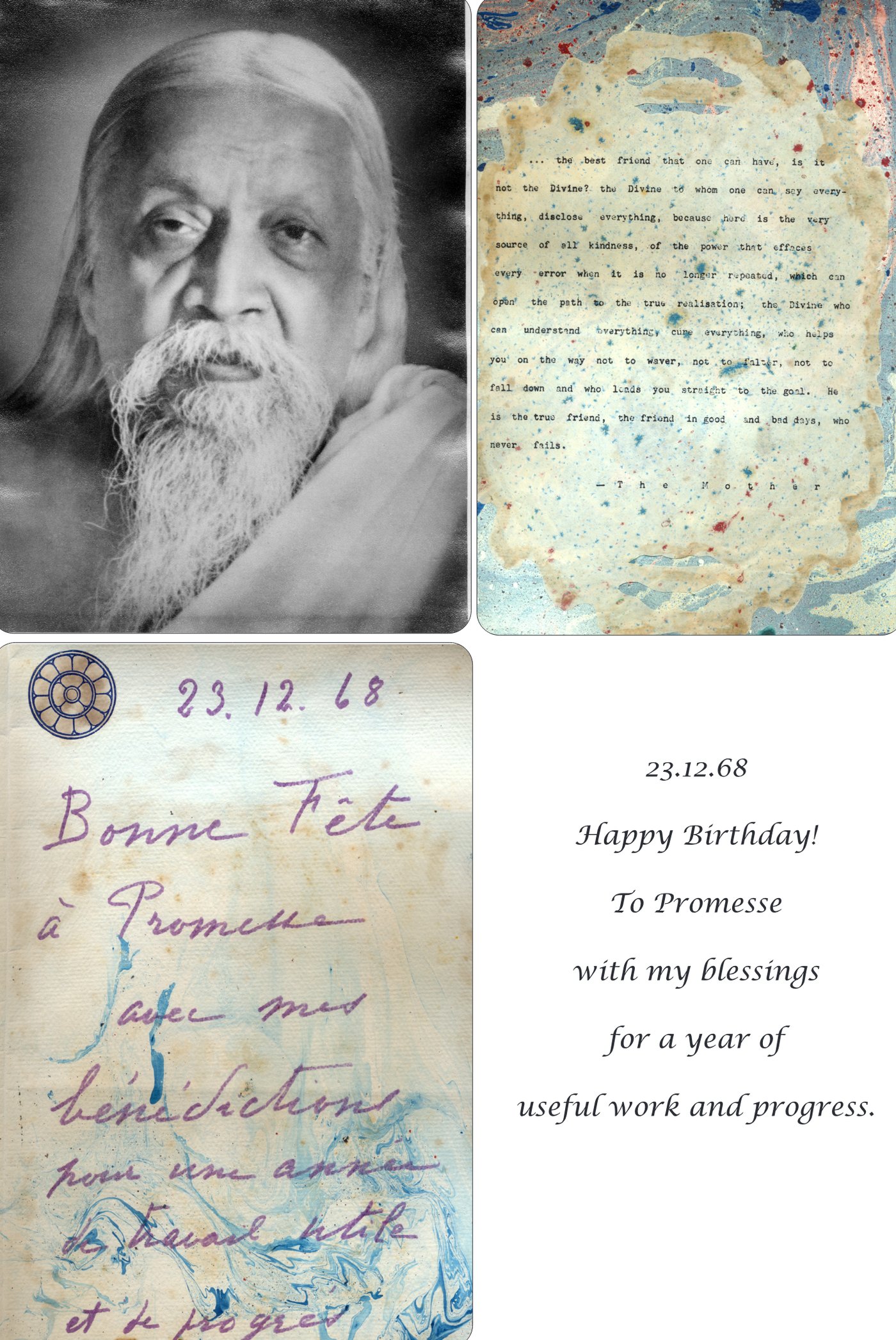 The Mother's birthday card to Promesse, 23 December 1968