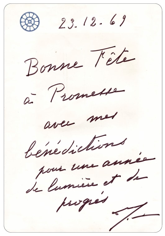 The Mother's birthday card to Promesse, 23 December 1969