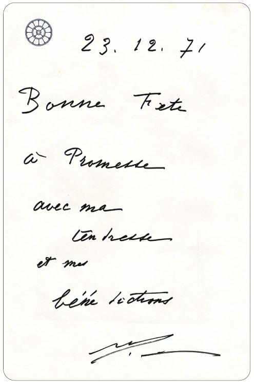The Mother's birthday card to Promesse, 23 December 1971