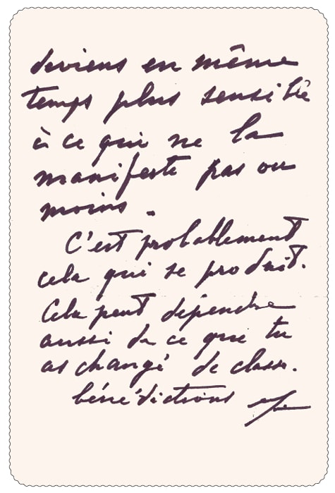 Promesse&rsquo;s handwritten letter to the Mother, with Her reply in Her own hand