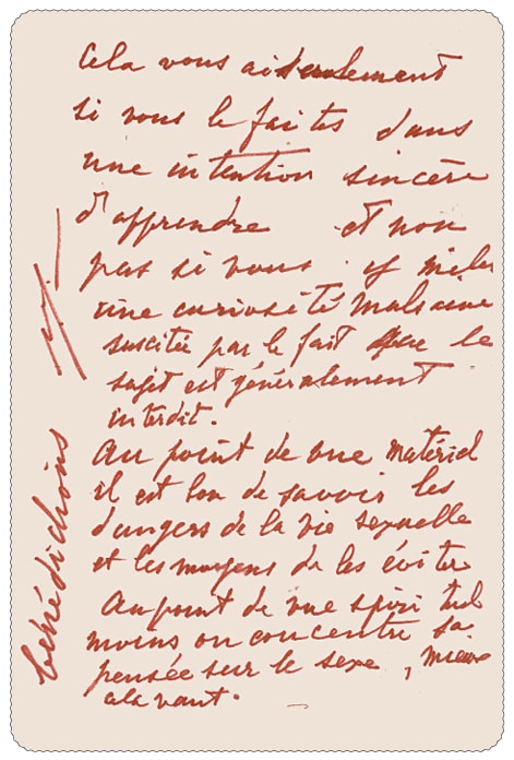 Promesse&rsquo;s handwritten letter to the Mother, with Her reply in Her own hand