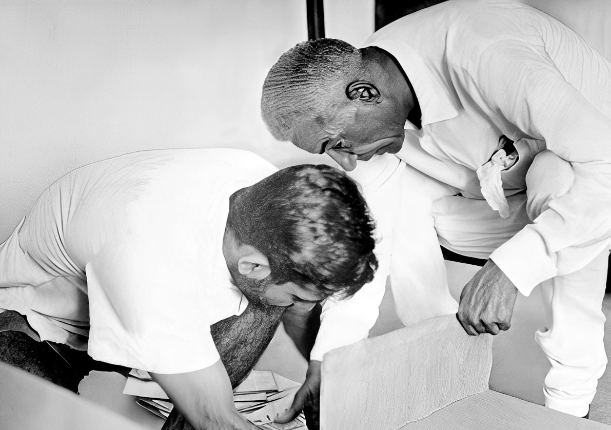 Photograph of Promesse with his father