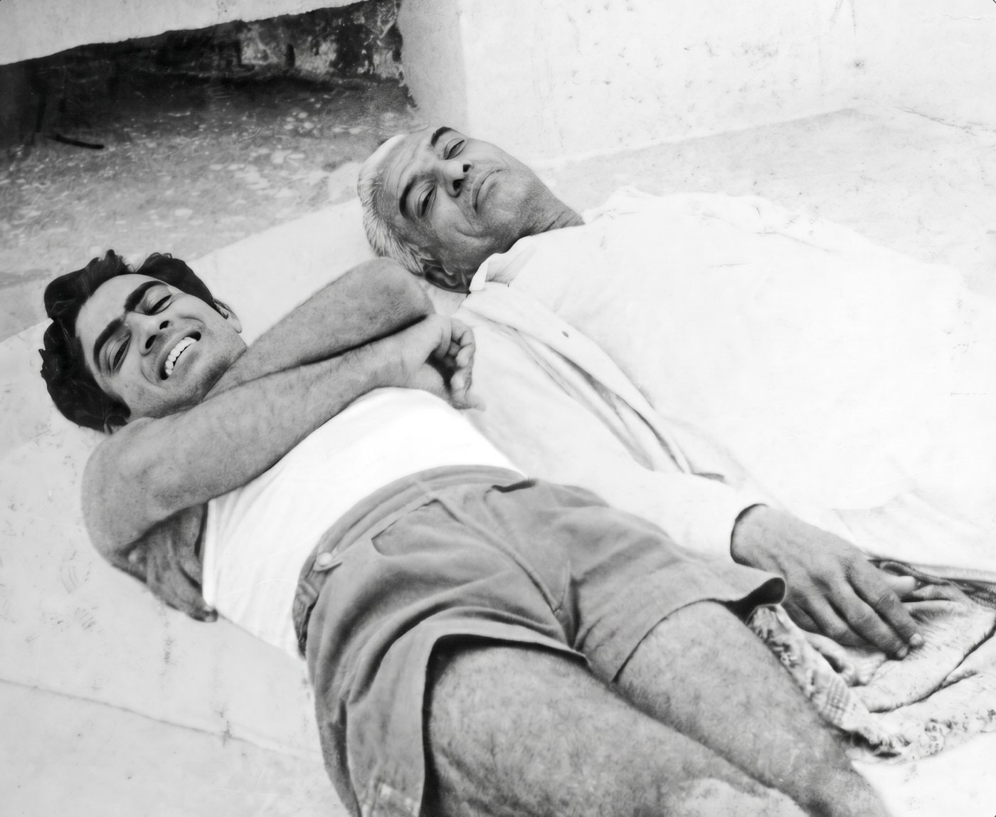 Promesse enjoying a relaxing moment with his father