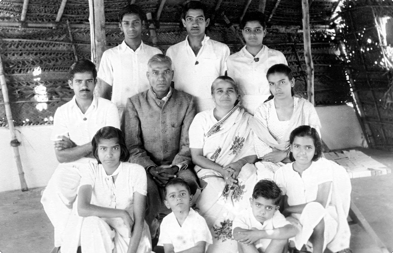 Top, L to R - Jitendra, Anil Ji & Tara, Middle, L to R - Narendra, Surendranath, Dayawati & Lata, Bottom, L to R - Chitra, Victor, Promesse & Purnima