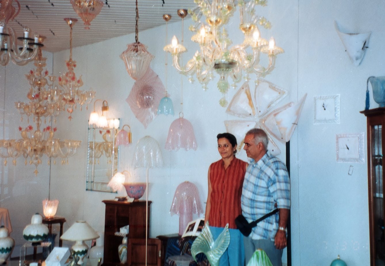Promesse & Vandana at a blow-glass showroom in Murano, Italy