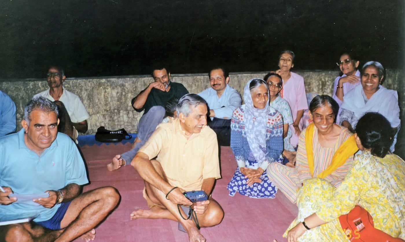 On Dortoir's 50th birthday. Front row - Promesse, Arun, Urmila Patel & Lata; Middle & last row - Brajkishore, Manoj Shah, Basu, Usha, Anu, Sudha Sundaram & Paru